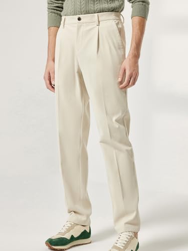 Corduroy Pants Men Fall Spring Casual Formal Dress Pants Elastic Waist Regular Straight Fit Trousers3