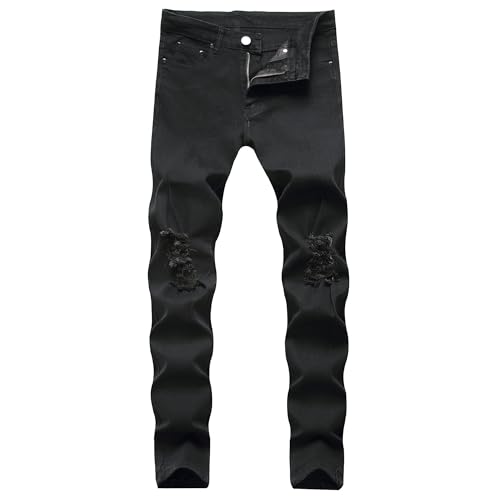 Men's Ripped Destroyed Slim Fit Stretchjeans Skinny Trendy Tapered Leg Denim Pants