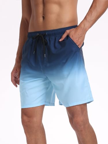 SHEKINI Mens Swim Trunks with Compression Lining Quick Dry Swimsuit for Men Swim Shorts with Pockets 2 in 14