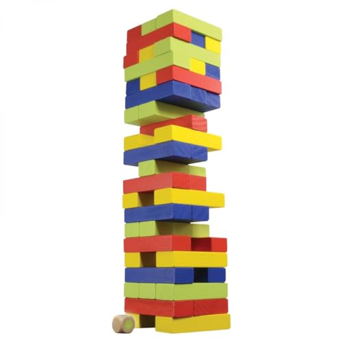 Merchant Ambassador Classic Board game Color Tumbling Tower Premium with gold foil on box ! 48 Colorful Wood Pieces with one wood colorful Dice! Stack up game ! Age 6 & Above! Girls and Boys