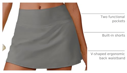 Image of PINSPARK Womens Tennis Skirt High Waisted Golf Skort with 2 Pockets Stretchy Athletic Skirts for Workout Pickleball Running
