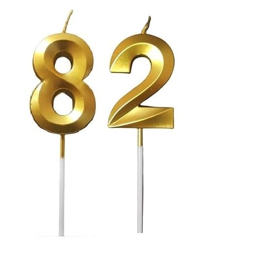 Image of ToyUniverse Number 82 Gold Candle | Eithty Two Number Candle | Number 82 Metallic Gold Candle for Eighty Second Birthday,Anniversary, Surprise Party Cake Decoration Candle (Pack of 2,Number 82)
