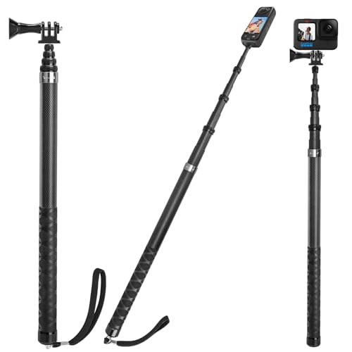 3M/300cm Unsichtbarer Selfie Stick für Insta 360 X5 X4 X3 ONE X2 DJI Osmo 360 Kohlefaser Selfie Stick Langer Selfie-Stab Einbeinstativ mit Adapter für GoPro Hero 13 12 11 10 9 Black Silber