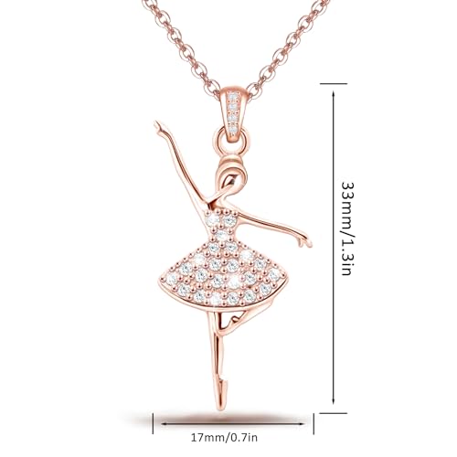 Ballerina Ballet Necklace for Girls Teens Women - Sterling Silver Hypoallergenic Adjustable Ballet Pendant Charm Necklace Dance Recital Gifts for Dancer Daughter Granddaughter Niece for Birthday 6
