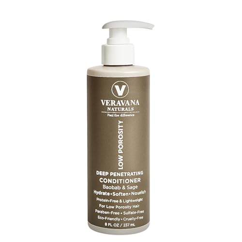 Veravana Naturals Low Porosity Deep Conditioner with Baobab & Sage, Protein-Free Lightweight...
