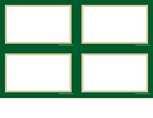 YZC703 Price Sign Laser Cards | Blank Green Gold Border" PC Printable |100 8 1/2" x 11" Sheets Per Pack) Retail-Supermarket-Grocery Business Store Signs (3 1/2" x 5 1/2" 4up) 400 Cards
