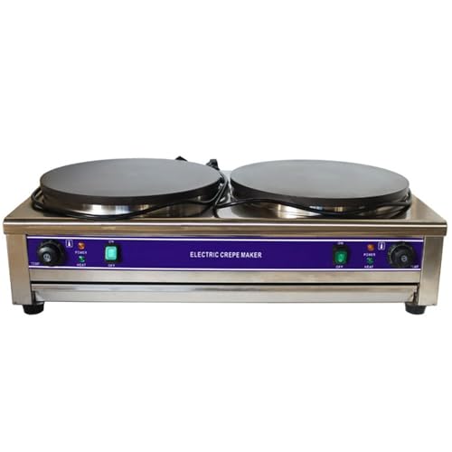 WYDDDARY 220V Double Electric Crepe Maker 3KW×2 Commercial Pancake Maker Nonstick Pan Griddle Machine Pot Size 15.75?×2 for Blintzes Eggs Bacon