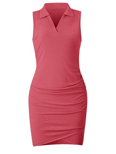 Image of AUXDIO Women Summer Bodycon Dresses Casual Tank Sleeveless Ruched Wrap 2026 Party Club Mini Dress