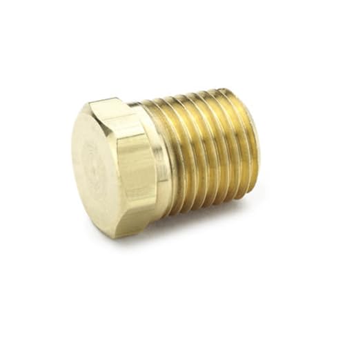 Parker Hannifin 218P-4 Brass Hex-Head Plug Pipe Fitting, 1/4" Male Thread