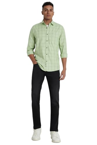 Image of Peter England Men 100% Cotton Slim Fit Checkered Casual Everyday Full Sleeve Shirt |