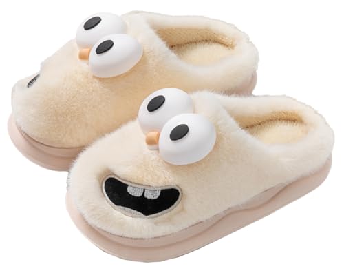 Fuzzy Big Eyes Dog Slippers Cute Animal House Slippers for Women Fluffy Furry Women's Warm Winter Slipper Indoor 2025
