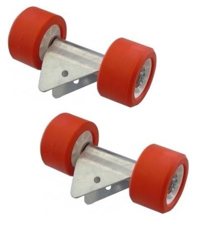 Rebadis 2 Rouleaux remorque Bateau Rouge, Galets Diamètre 120mm, pour Tube chandelle 40x40mm, Fabriqué en France