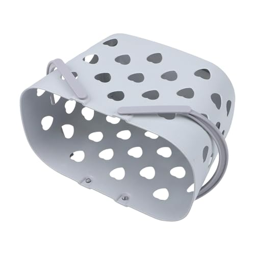 NiuLumea Cesta de plástico con asa, organizador de baño con diseño hueco, apilable, champú, acondicionador, limpiador, cebollas, patatas, latas, harina, azúcar, gris