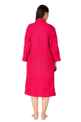 Image of Men's /Women Bath Robe Full Sleeve Cotton Bathrobe - Suitable for Birthday /Anniversary /Diwali /Couple /wedding Gift | 250 GSM |Dark Pink UNISEX 250GSM Men Dark Pink