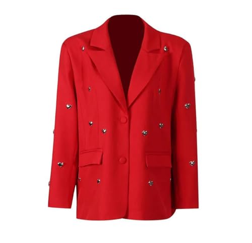 Blazer décontracté avec décoration d'amour rouge veste de printemps ample noire