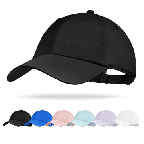 Sukeen Kids Sports Baseball Cap for Boys Girls Lightweight UPF 50+ Water Resistant Youth Plain Hat for Running Tennis Golf Black
