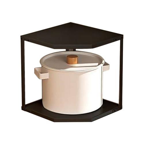 Wifehelper Estante de Esquina Pequeño para Cocina, Soporte para Utensilios de Cocina de Acero Al Carbono, Estante para Ollas que Ahorra Espacio en Forma de Abanico, Organizador de (2 Capas