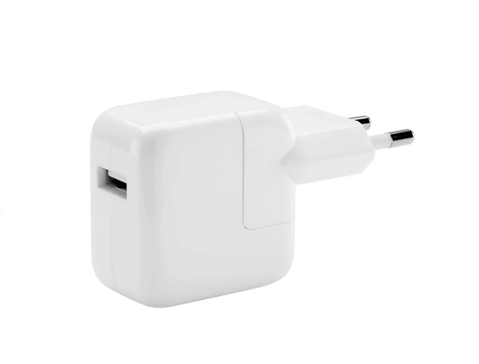 Caricabatterie alimentatore USB 12W, Compatibile con Apple iPhone/iPad/iPod, Alimentatore da Muro con connettore Usb, colore Bianco