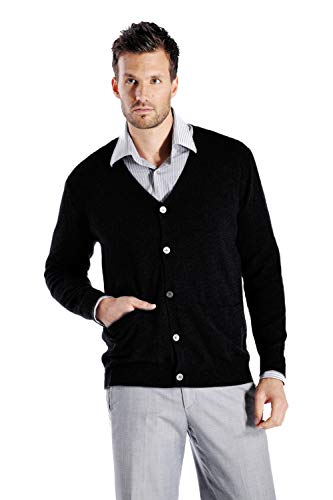 Cashmere Boutique: Men's100% Pure Cashmere Button Front Long Sleeve Cardigan Sweater with Pockets...