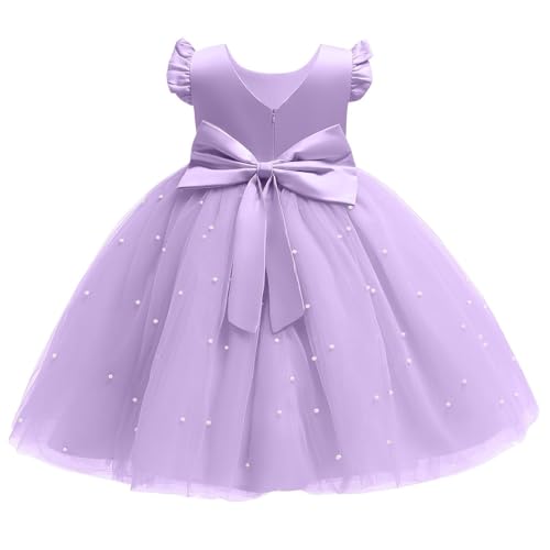 Flower Girl Dresses for Wedding, Girls Puffy Tulle Dress Ruffle Sleeve Birthday Party Princess Ball Gown3