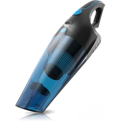 SEALON GV02 Handheld Rechargeable Car Vacuum Cleaner, 10KPa Vacuum Cleaner and Air Duster, High Power Hand Held Vacuum with LED Light and Multi-Nozzles for Car, Home, Office, Pet （Blue 1 Pac