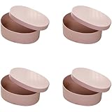 AACV 楕円形ギフトボックス クラフト紙 多色 紙糸充填 メッセージカード リボン結びのひも 透明手提げ袋 ギフトセット 多目的シーンに適用 ホームデコレーション 収納 手土産ギフト (ピンク色,単箱（4個入り）)