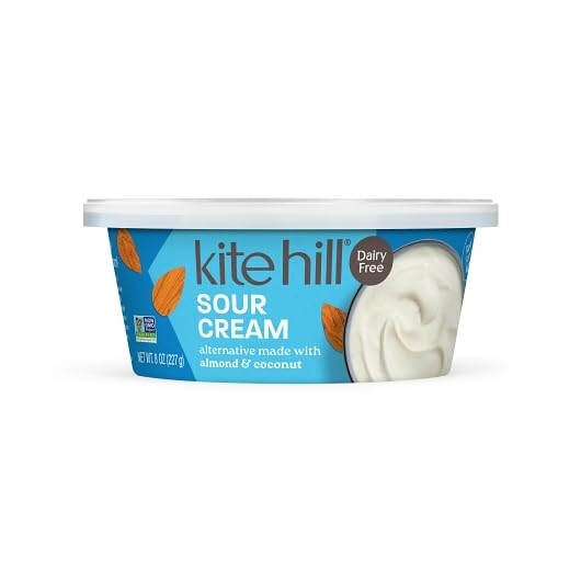 Kite Hill Sour Cream Alternative, Almond and Coconut, Gluten Free, Non GMO, Vegan, 8 Ounces (Pack of 6)