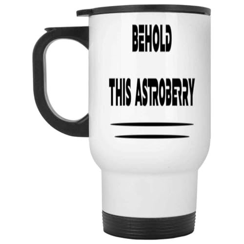 Funny Gift for Strawberry Lovers, Birthday Gift for Granddaughter – This Is a Strawberry, Strawberry Thief Quote on 14 Oz White Stainless Steel Travel Mug