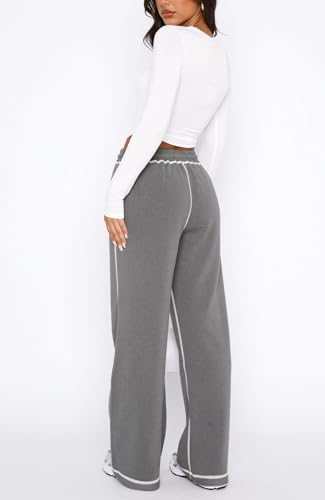 DISCIPBUSH Track Pants Women, Fleece Sweatpants Drawstring Lounge Straight Leg Comfy PJ Soft Pajama Joggers with Pockets - Image 4