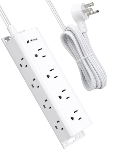 Surge Protector Power Strip - 12 Widely Spaced Multi Outlets, Wall Mount, 3 Side Outlet Extender with Extension Cord, Flat Plug, Overload Protection, Home Office Dorm Room Essentials (5FT, White)
