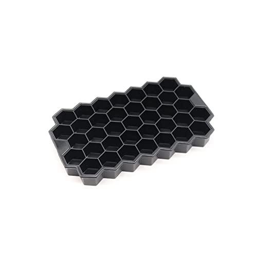 Honeycomb Ice Cube bandeja de silicona congelador congelador de hielo whisky cóctel fresco cubito de hielo haciendo molde con tapa para cocina ( Color : Noir )
