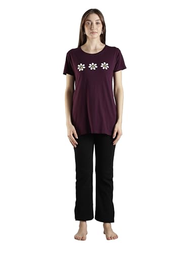 Image of 9shines Label Cotton Plus Size Long T-Shirt Tunic | Hip Covering Regular Top Nightwear| Sleepshirt Lounge wear for Women with Pocket (M-7XL)