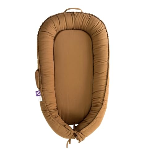Image of CooCooBaby Infant Lounger, Baby Nest Cover for Baby Girls & Boys, Newborn Essentials for Baby 0-12 Months, 100% Cotton Breathable (GoldenBrown_Cotton)