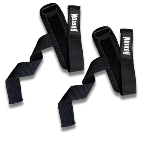 Aurion Heavy-Duty Nylon Wrist Wraps | Professional Strength Wrist Support for Weightlifting, Bench Press & Powerlifting | Adjustable Compression Wraps with Thumb Loop for Men & Women (Black)