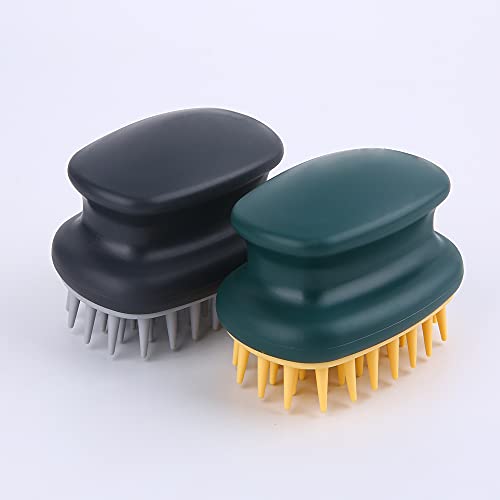 Hair Scalp Massager Shampoo Brush Silicone Waterproof Scalp Care Brush for Hair Clean and Head Relax - 2 Pack(black&green)