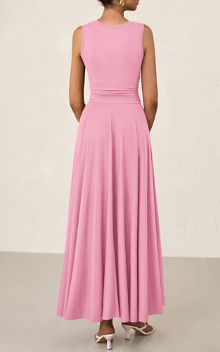 Image of PRETTYGARDEN Womens Summer Dresses 2026 Casual Sleeveless Crewneck Aline Maxi Dress Stretch Tank Flowy Long Dresses