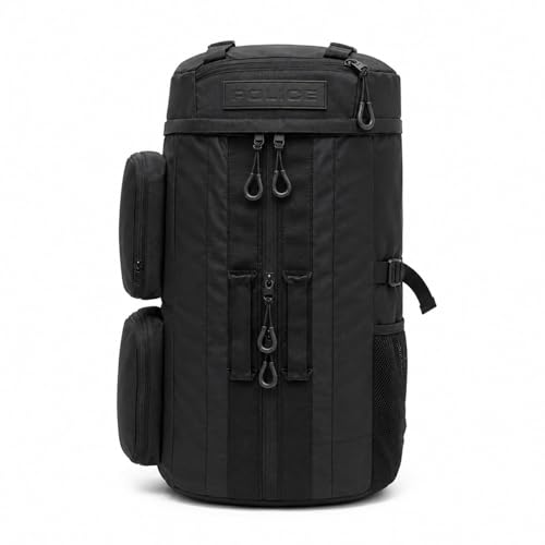 Image of POLICE Premium 30L Duffle Backpack for Men & Women | Spacious Travel Backpack with Multi Utility Compartments | Large Capacity Weekender & Adventure Travel Bag I Black