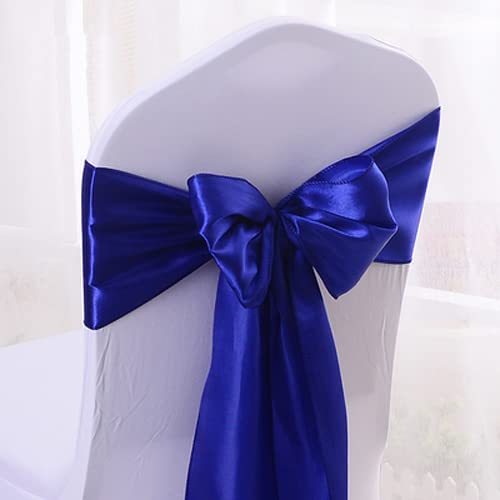 ERRVA Sedile in tessuto di seta satinato Coprisedile con fiocco in nastro Fasce per telai per decorazione di nozze Sedia per banchetti per feste Fai da te 270 cm Multicolor-blu