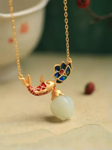 Collier de jade ancien en or véritable | L'héritage d'une émotion unique
