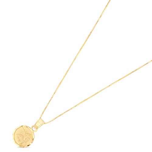 Ioka 14K Gold Dainty Angel Pendant Religious Charm with 0.5mm Box Chain Necklace For Women2