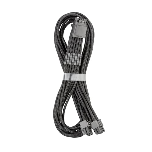 CableMod RT-Series Pro ModMesh Sleeved 12V-2x6 12VHPWR StealthSense PCIe Cable for ASUS/Seasonic/Phanteks (Black, 16-pin to Dual 8-pin, 60cm)