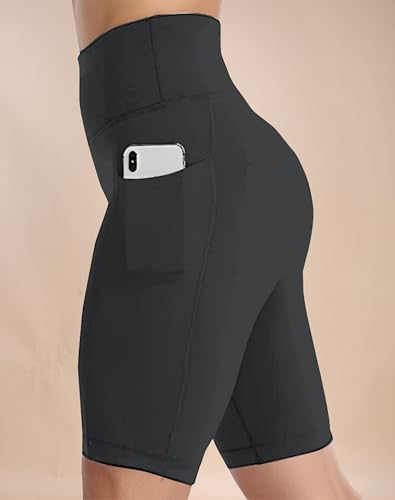Image of High Waist Sports Activewear Shorts for Women and Girls Ideal for Gym and Yoga or Cycling with Side Pocket, Stretchable, Flexible, Slim Fit