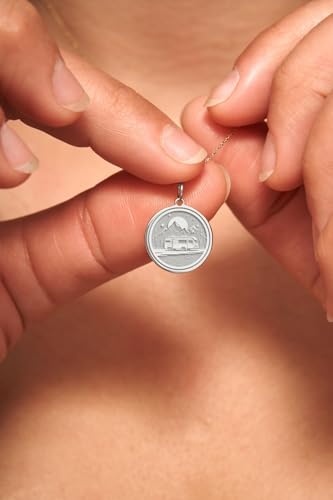 Collier camping argent 925 cadeau idéal aventure pendentif van avec chaîne - 3