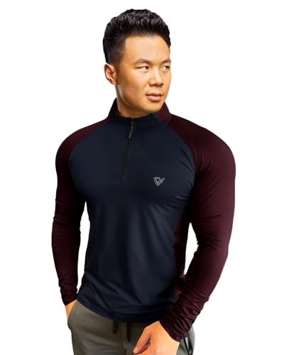 Image of EYEBOGLER Men High Neck ColourBlocked Full Sleeve Regular Fit T-Shirt