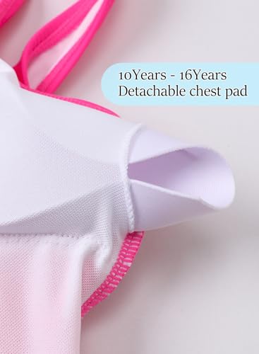 Image of One Piece Swimsuit for Girls 6-16 Years with Removable Chest Pad Quick Dry & Stretchy for Swim Team Beach