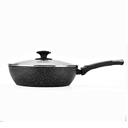 Nonstick Granite Deep Frying Pan 24cm with Lid - Induction Safe - Image 2