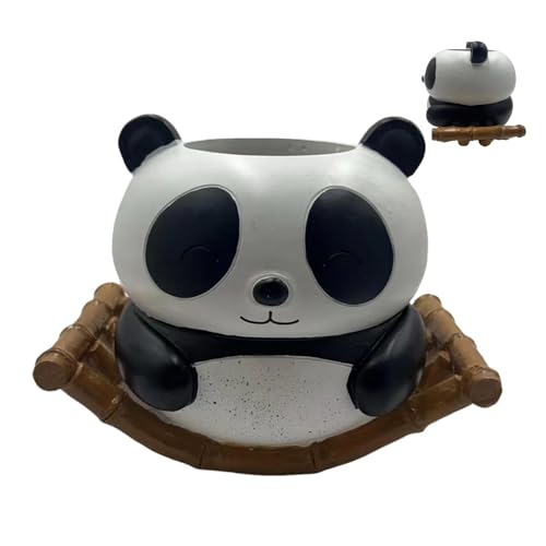 Maceta Suculenta para animales, jardinera Panda - Jardinera suculenta de resina Panda de dibujos animados - Macetas de interior y exterior pintadas a mano con agujeros de drenaje para flores