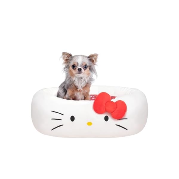Hello Kitty and Friends Hello Kitty Pet Bed – Pet Bolster Bed with Character Design and Machine Washable Removable Insert – Size Small