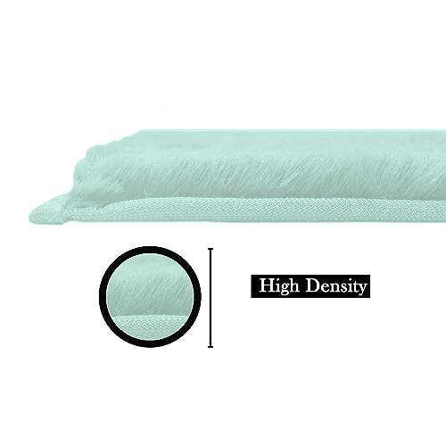 Image of Luxe Home Rabbit Fur Soild Bath Mat Super Soft, Anti-Slip, Washable, Rectangle, for Bathroom Door Mate, Bedroom Door Mats (Lime, 45x75 cm)