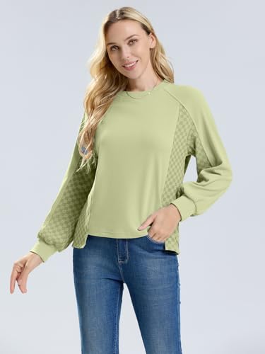 Les Umes Women's Color Block Crewneck Long Sleeve Sweatshirt Tops